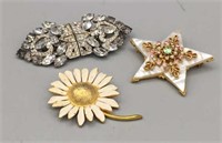 Signed Brooches & Rare Pat. Combo Brooch/Earring