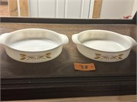 Pair of Vintage Oval Fire King Wheat Dishes