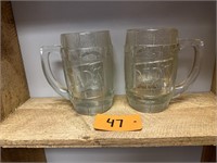 Pair of Vintage Heavy Glass Dads Rootbeer Mugs