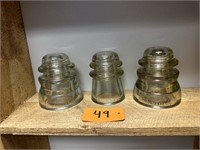 Lot of 3 Antique Armstrong Glass Insulators