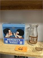 Vintage Hersheys Candy Box + Glass Milk Bottle