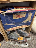 Pair of Antique Ice Skates with Box