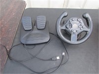 Video Game Steering Wheel and Pedals, USB Hook-up