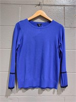 ($52) TALBOTS Navy Black Trim Women Sweater, Sp