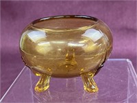 Vintage Viking amber glass footed flower bowl