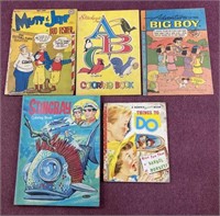 Vintage Comic books and coloring book, all have
