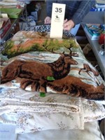 Elk tapestry, quilted bedspread