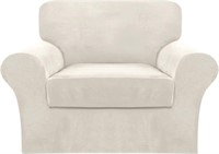 FantasDecor Velvet Chair Covers  Ivory