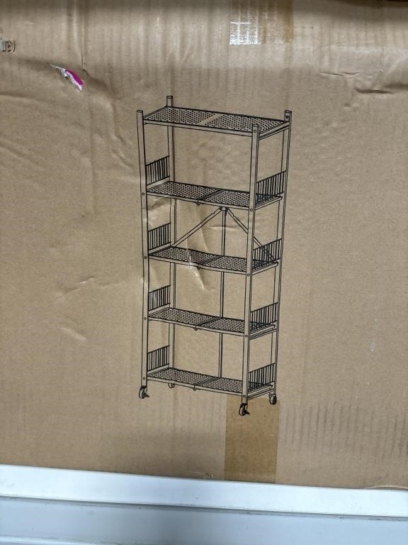 White Storage Shelves. In damaged box. Condition