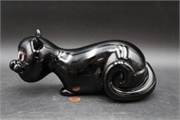Vtg. Murano Art Glass Black Cat Bottle