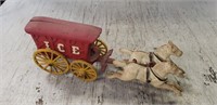 (1) Cast Iron Ice Wagon w/ 2 Horses