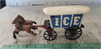 (1) Cast Iron Ice Wagon With 2 Horses