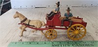 (1) Cast Iron Wagon With 1 Horse & 2 Figures