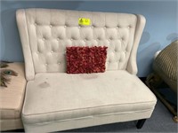FABRIC COATED LOVESEAT STYLE BENCH APPROX. 4FT LON