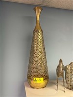 DECORATIVE METAL FLOOR VASE GOLD PLATED 36IN TALL