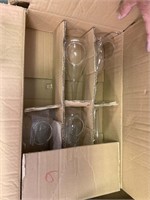 BOX OF VARIOUS SIZED AND TYPE OF GLASS CANDLE HOLD