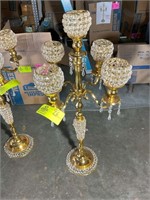 5 SCONCE CRYSTAL LIKE SPHERE GLOBES ON GOLD PAINTE