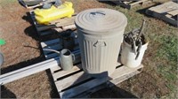 Oil Cans, Grease Guns, Trash Can, Ladder