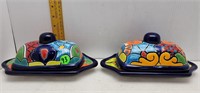 2-NEW CERAMIC BUTTER DISHES MADE IN MEXICO