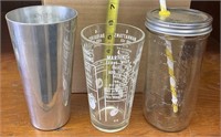 VINTAGE SHAKER AND MIXING CAN / MEASURING JAR
