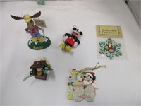 Lot of 5 Christmas decorations-Mickey Mouse & more