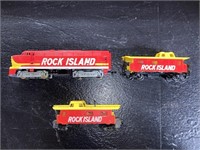 TYCO ROCK ISLAND HO SCALE LOCOMOTIVE ENGINE & (2)