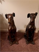 Wooden Dog Statues (set of 2)