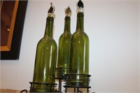 Green Glass Bottles (set of 3)