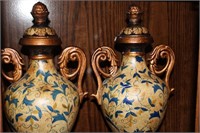 Pair of Blue and Gold Vases