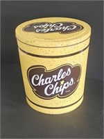 NICE 1LB VTG CHARELES CHIP CAN WITH LID. GREAT