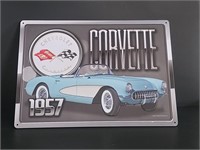 NICE 17X12" 1957 CHEVY CORVETTE METAL SIGN