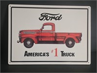 NICE 17X12" FORD METAL SIGN-AMERICA #1 TRUCK