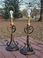BEAUTIFUL PAIR OF HANDMADE CASTIRON LAMPS-HEAVY