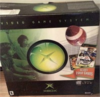 XBox game system in box