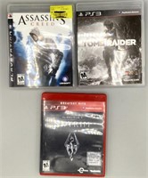 3 Playstation 3 games Skyrim, Tomb Raider