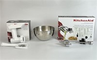 Kitchen Aid Attachments & Stainless Steel Bowl