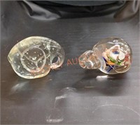 Glass elephant paperweights