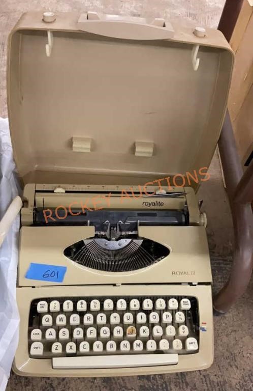 Vintage, royalite typewriter with case