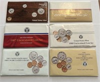 1985, 86, 87, 88, 89, & 90 Mint Sets