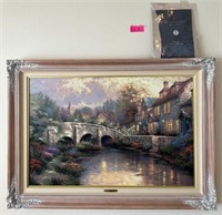 X - THOMAS KINKADE FRAMED CANVES W. PAPERWORK L5