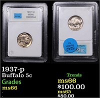 1937-p Buffalo Nickel 5c Graded ms66 By CCGS