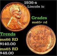 1936-s Lincoln Cent 1c Grades Gem+ Unc RD