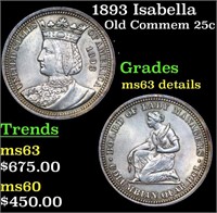1893 Isabella Isabella Quarter 25c Grades Unc Deta
