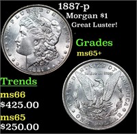 1887-p Morgan Dollar $1 Grades GEM+ Unc