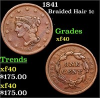 1841 Braided Hair Large Cent 1c Grades xf