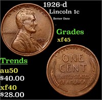 1926-d Lincoln Cent 1c Grades xf+