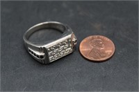 Large Sterling & Diamond-Like Ring 10g