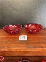 Pair of ruby red Fostoria glass bowls