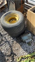 Two John Deere lawn tires, motor
