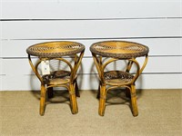 Pair of French Rattan Bistro Tables